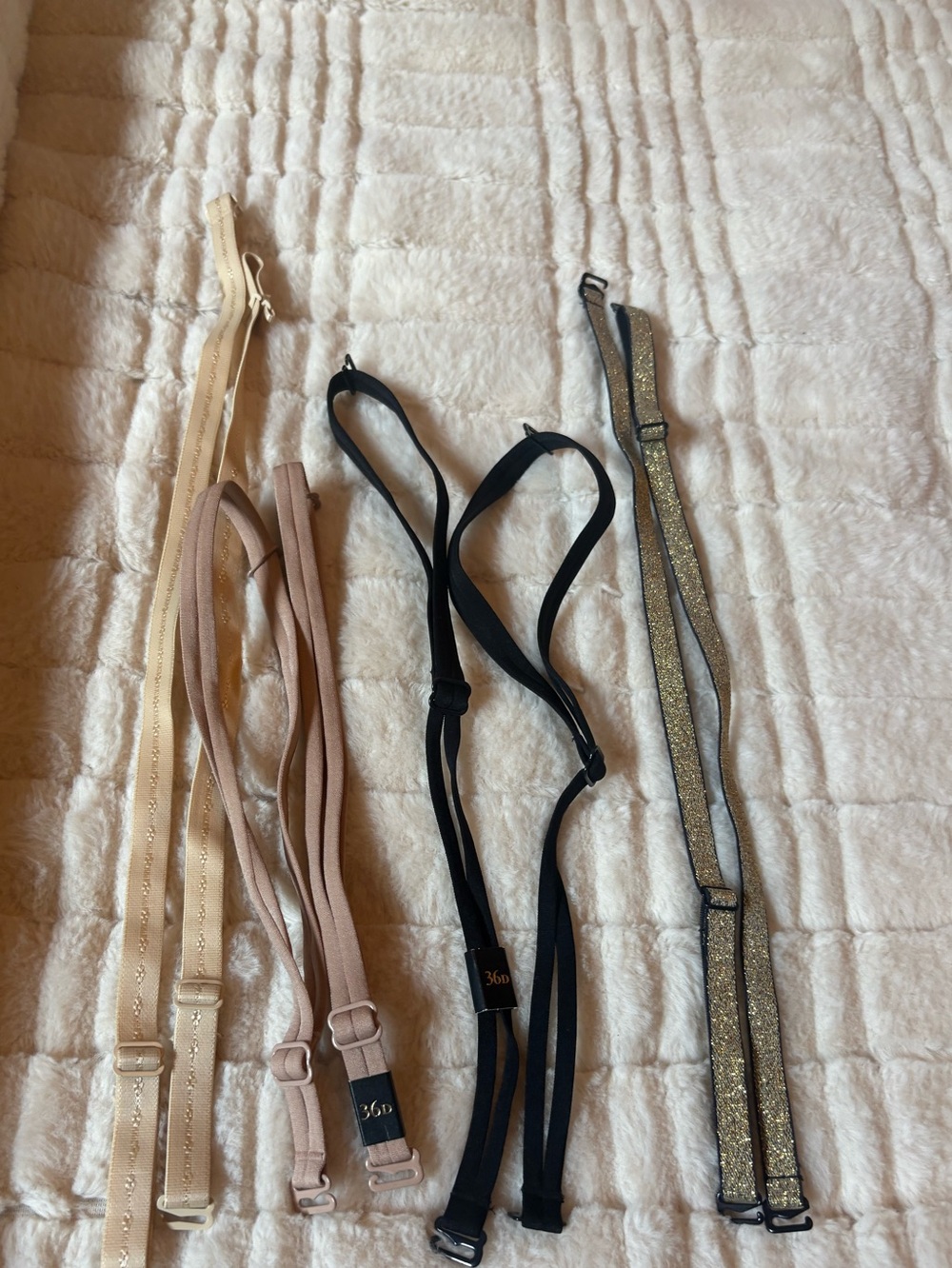 Black Strap, Gold Strap and Neutral Bra Straps Set